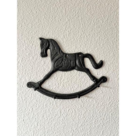 Vintage Cast Iron Rocking Horse Wall Mount Hook Key Rack - Picture 1 of 5